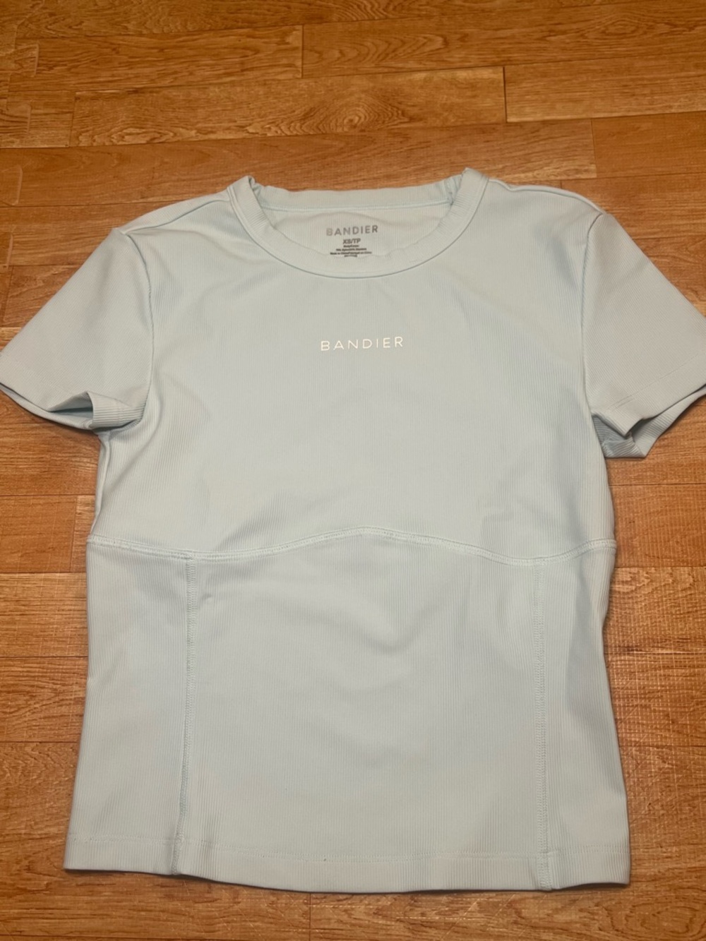 Bandier Women's Short Sleeve Crew Tee in Pale Blue